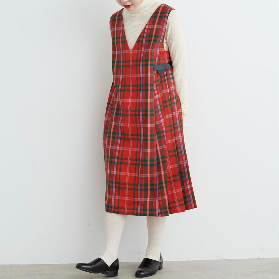 CHILD WOMAN - タータンチェックサイドプリーツジャンパースカート 