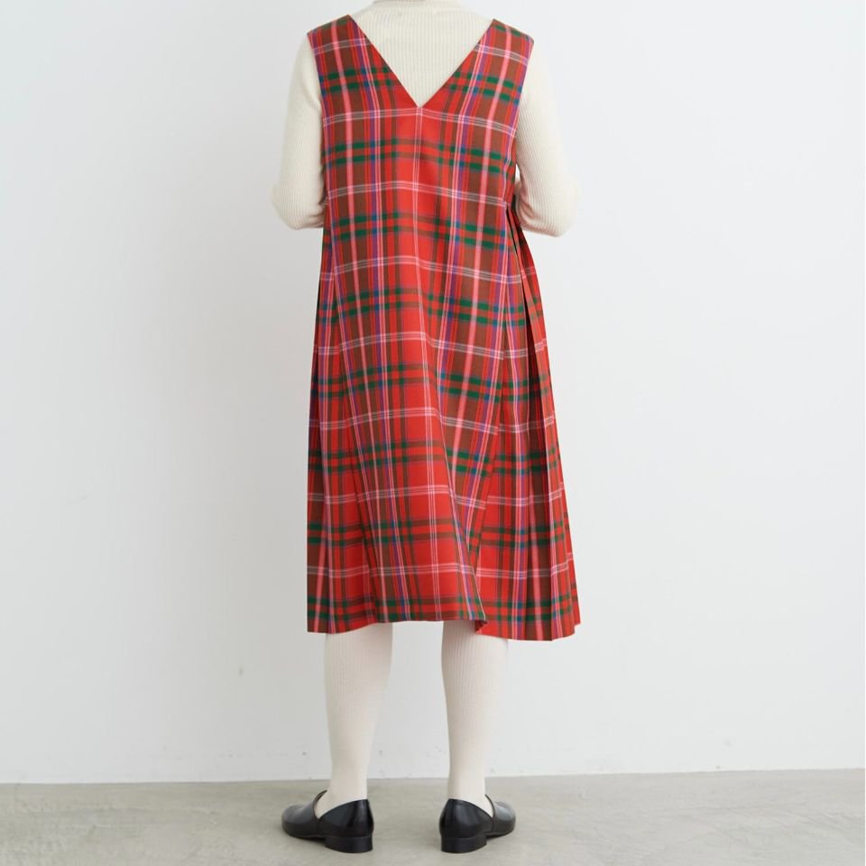 CHILD WOMAN タータンチェックサイドプリーツジャンパースカート