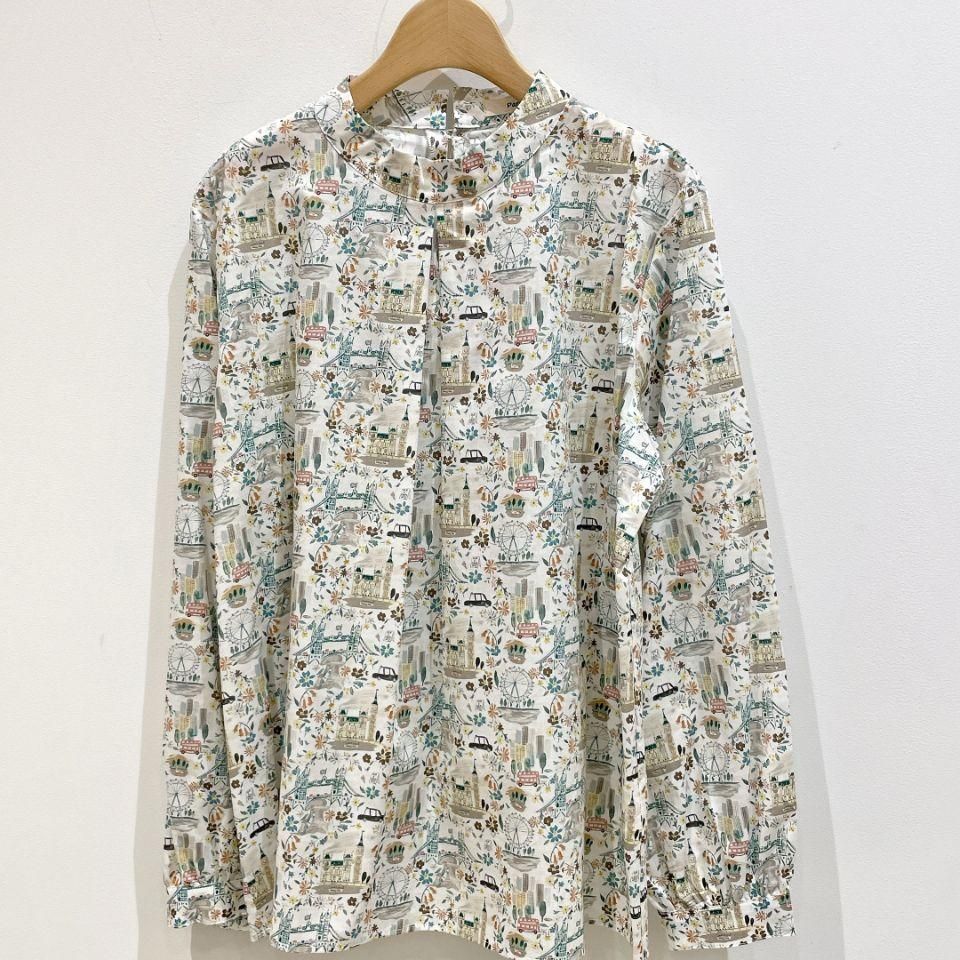 現行品 リバティ 長袖シャツ スタンドカラー LIBERTYスタンドカラーシャツ