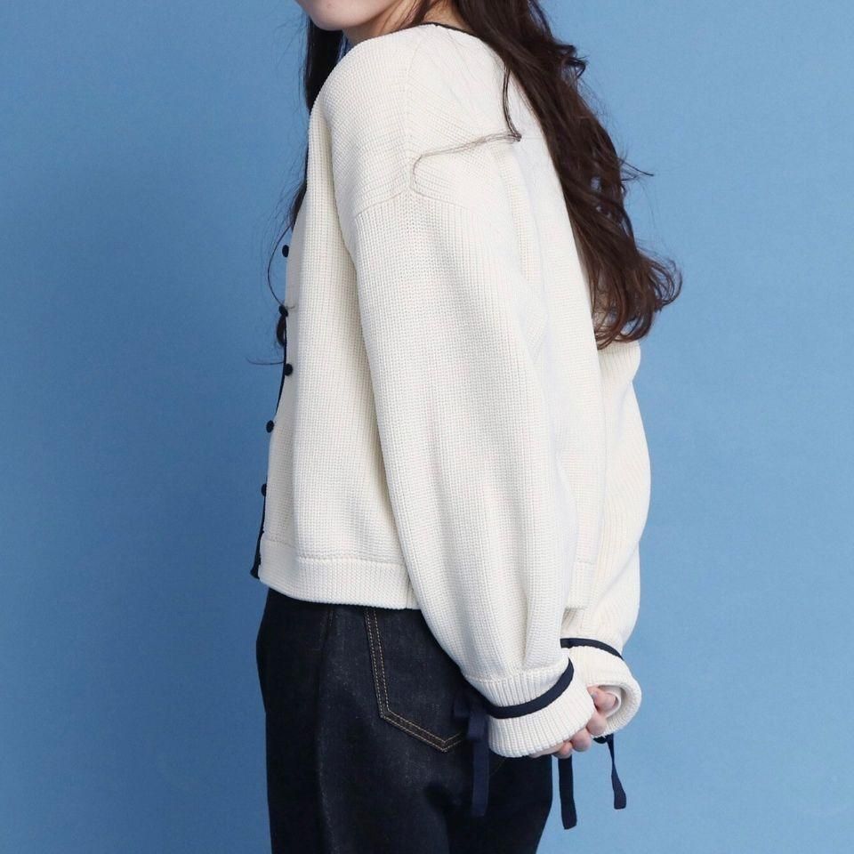 CHILD WOMAN - <Dot and Stripes>AMOSSAあぜ バイカラー袖 CHILD WOMAN - <Dot and Stripes>AMOSSAあぜ バイカラー袖