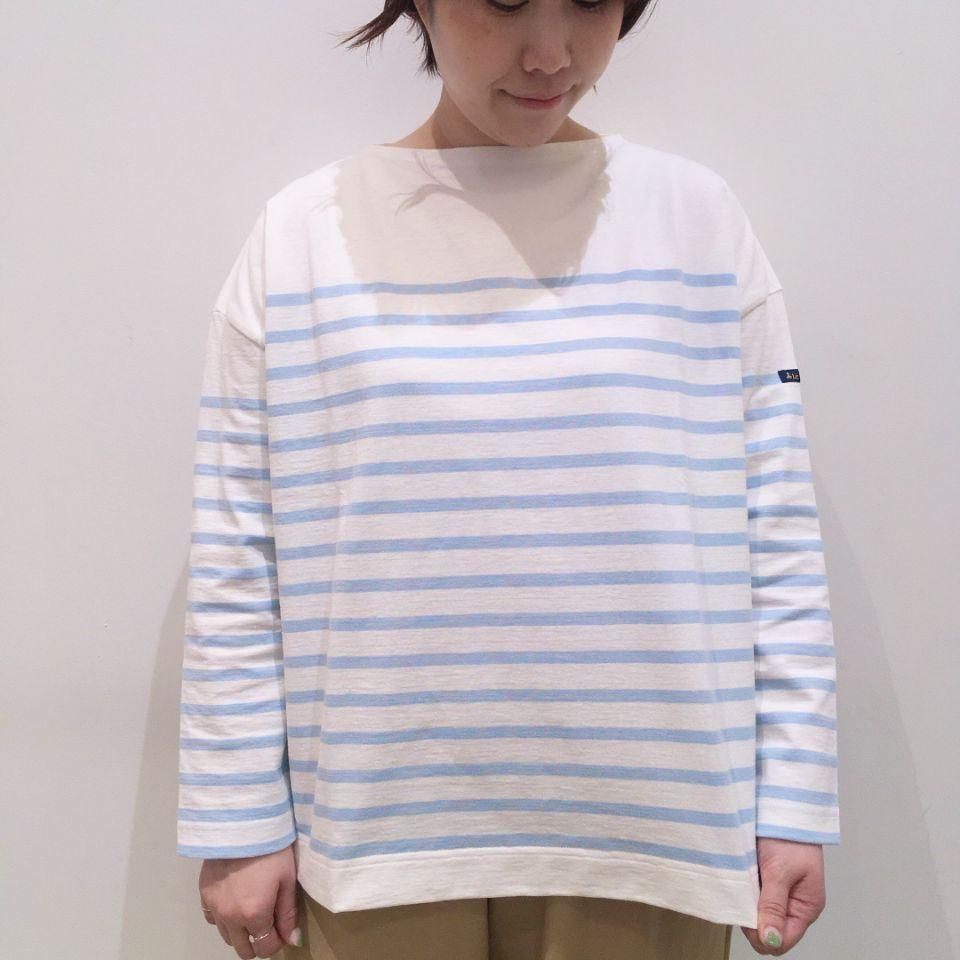 Le minor - 長袖パネルボーダー ドロップスリーブのバスクシャツ(LEF995025)