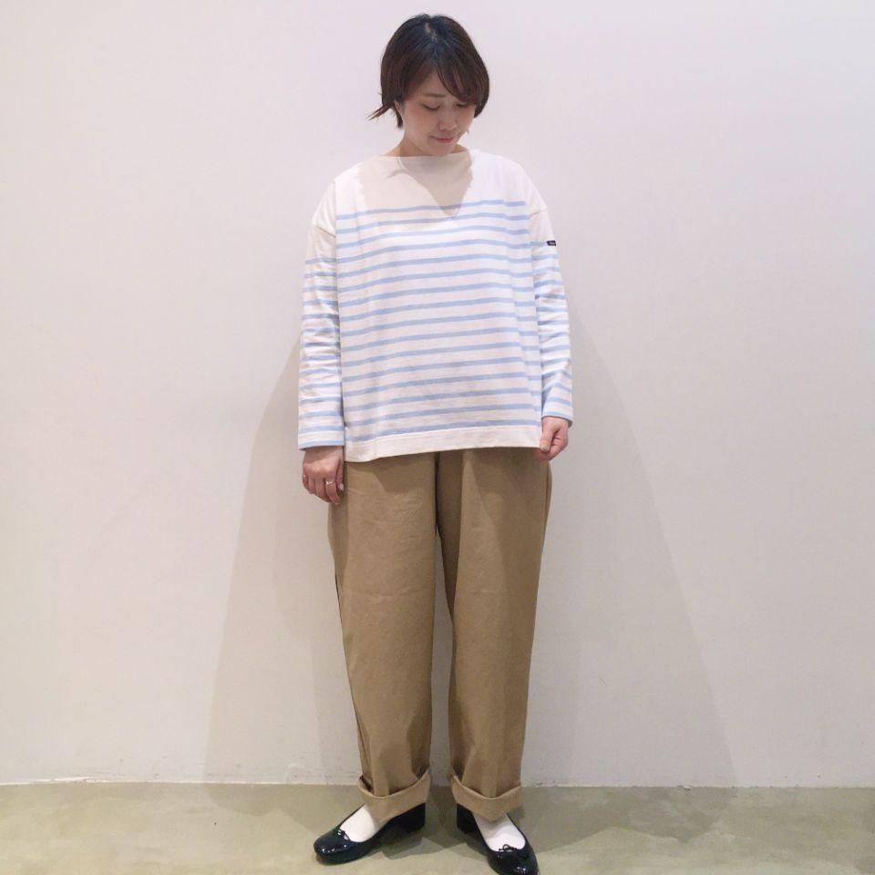 Le minor - 長袖パネルボーダー ドロップスリーブのバスクシャツ(LEF995025)