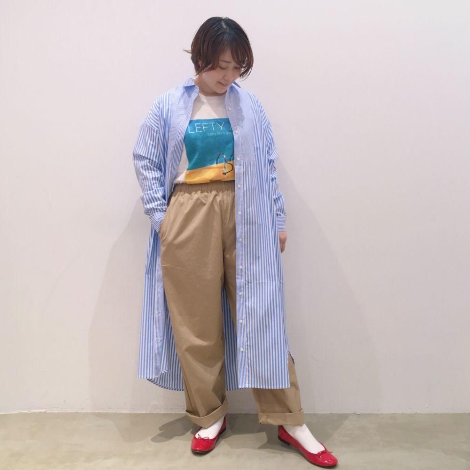 慈雨　ジウ　ストライプ　パッチワーク風　ワンピース　シャツ　ブルー系　変形 慈雨 ジウ ストライプ パッチワーク風 ワンピース シャツ ブルー