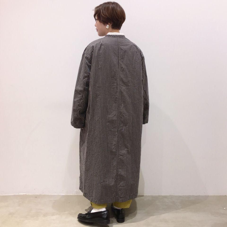 SARAHWEAR - Cotton/Linen Graph Check Double Pocket Coat(C60199)