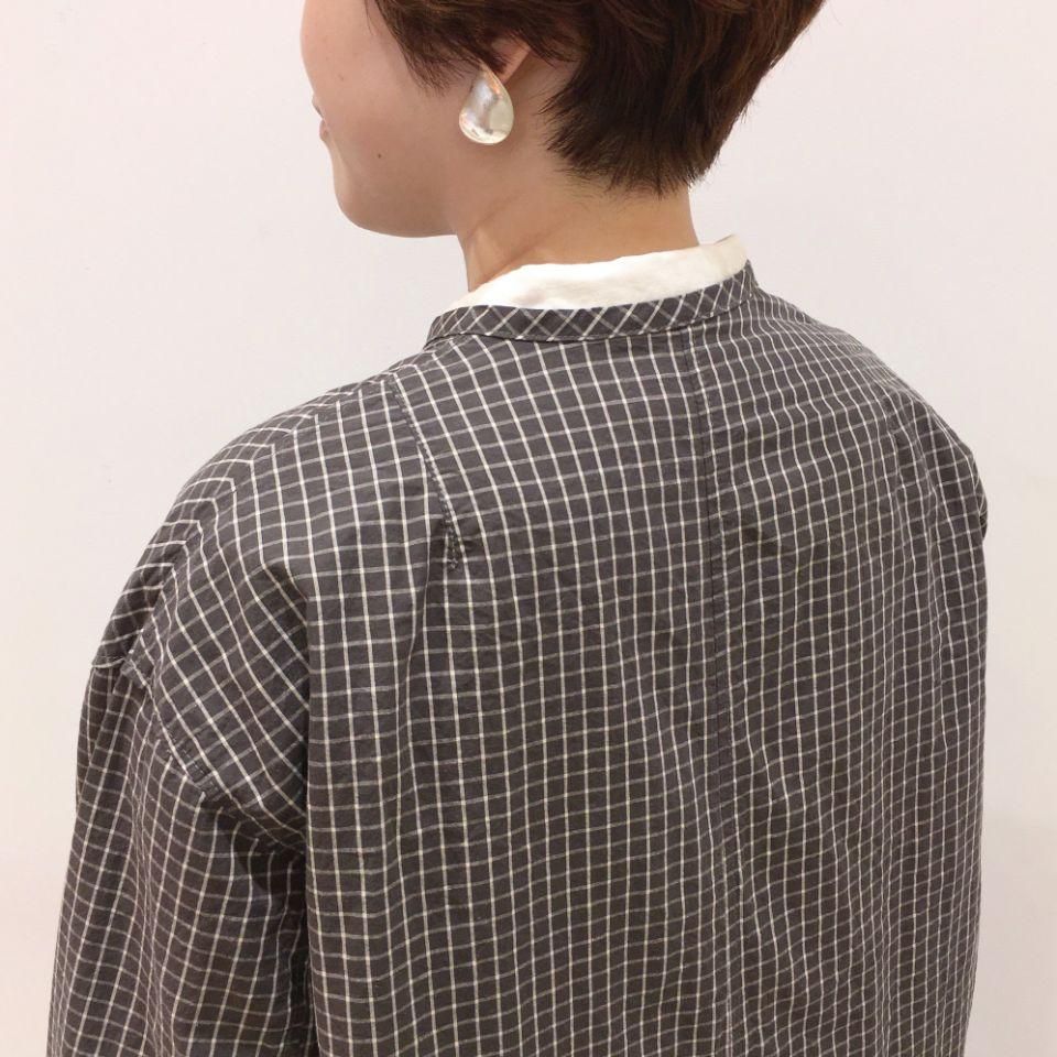 SARAHWEAR - Cotton/Linen Graph Check Double Pocket Coat(C60199)