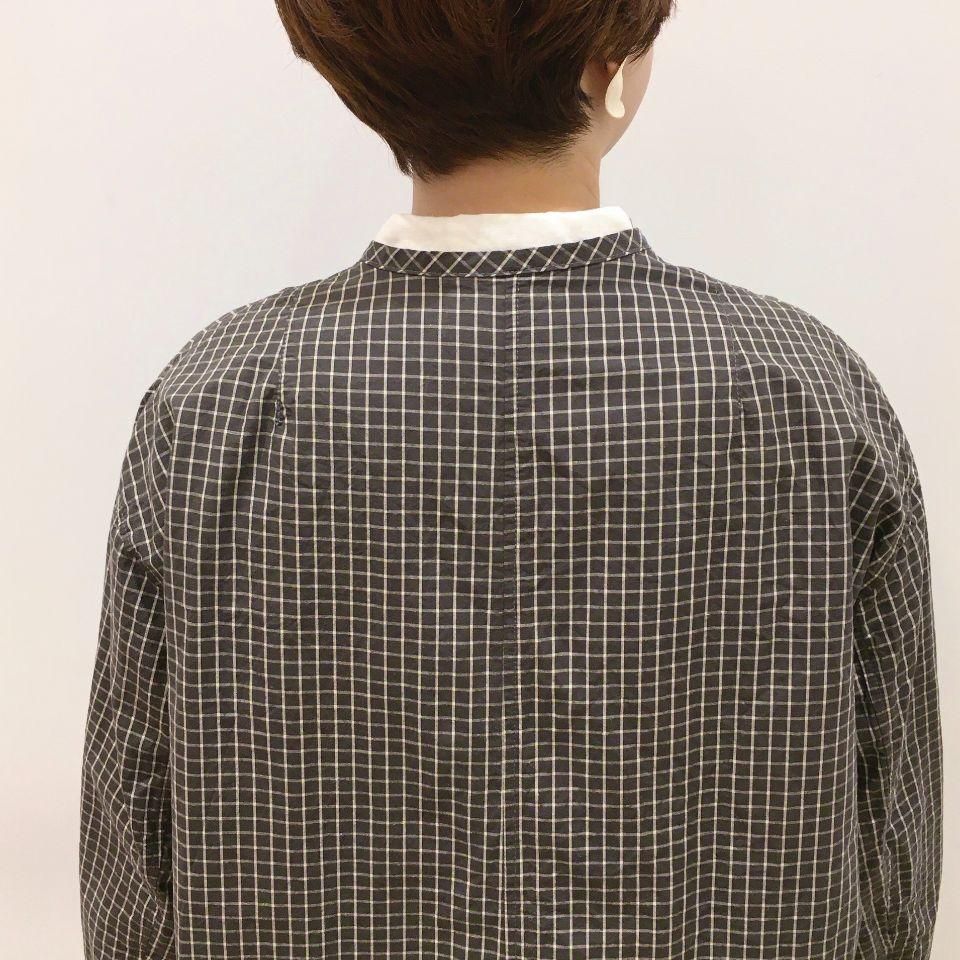 SARAHWEAR - Cotton/Linen Graph Check Double Pocket Coat(C60199)