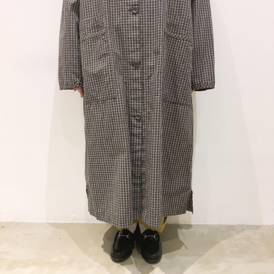 SARAHWEAR - Cotton/Linen Graph Check Double Pocket Coat(C60199)
