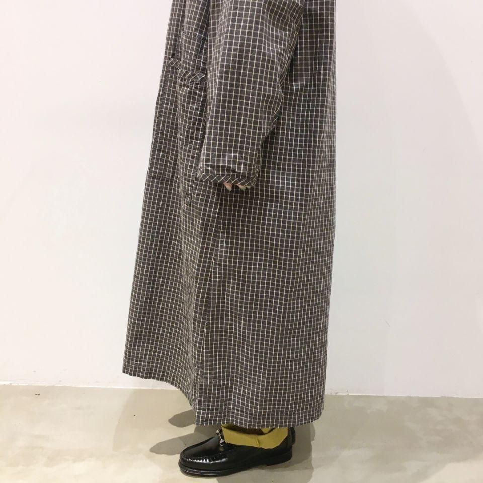 SARAHWEAR - Cotton/Linen Graph Check Double Pocket Coat(C60199)