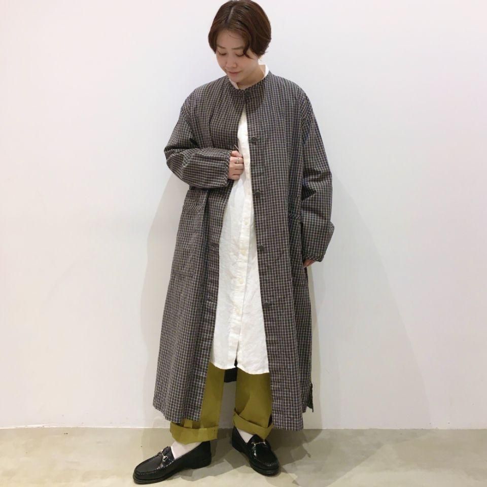 SARAHWEAR - Cotton/Linen Graph Check Double Pocket Coat(C60199)