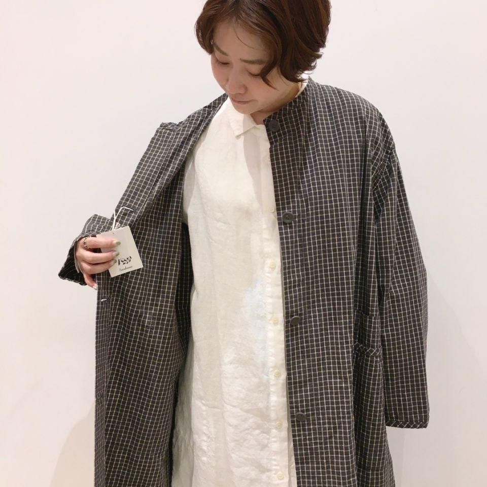 SARAHWEAR - Cotton/Linen Graph Check Double Pocket Coat(C60199)