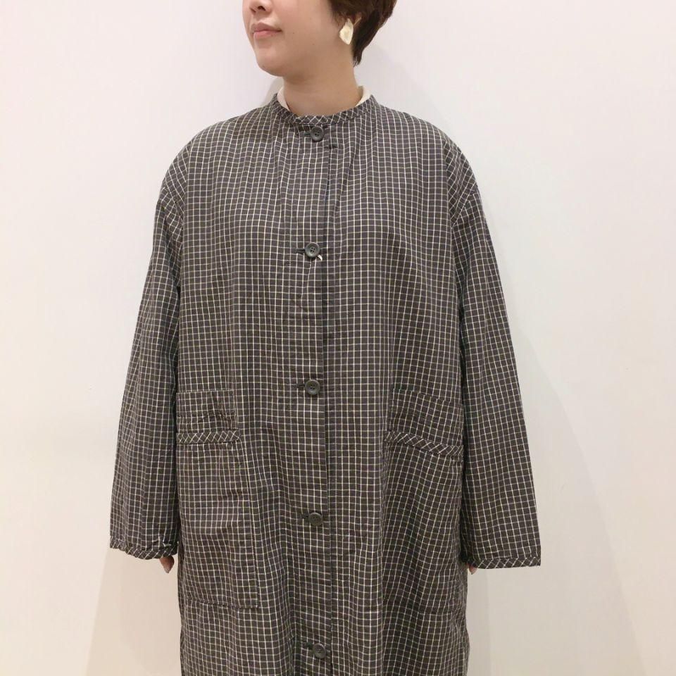 SARAHWEAR - Cotton/Linen Graph Check Double Pocket Coat(C60199)