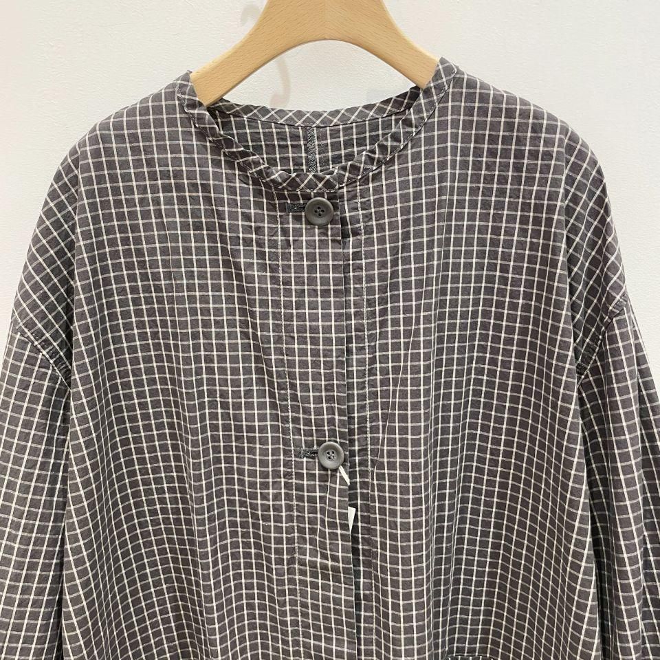 SARAHWEAR - Cotton/Linen Graph Check Double Pocket Coat(C60199)