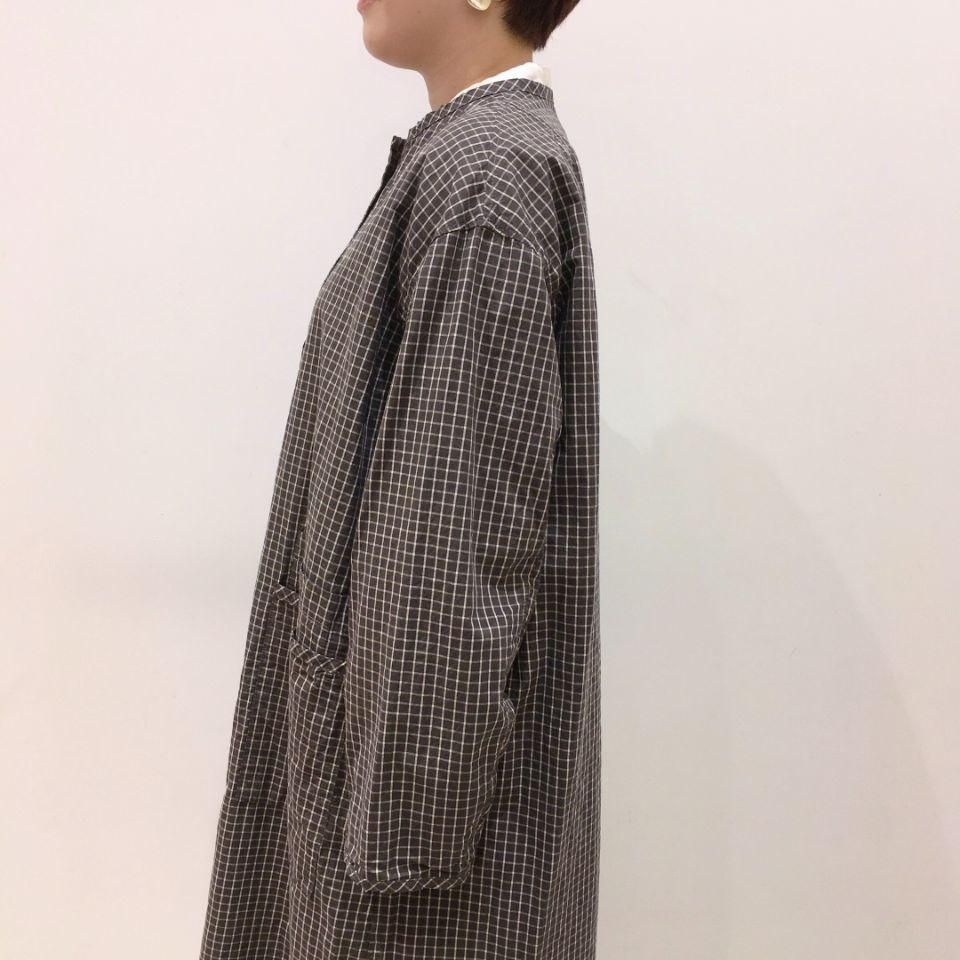 SARAHWEAR - Cotton/Linen Graph Check Double Pocket Coat(C60199)