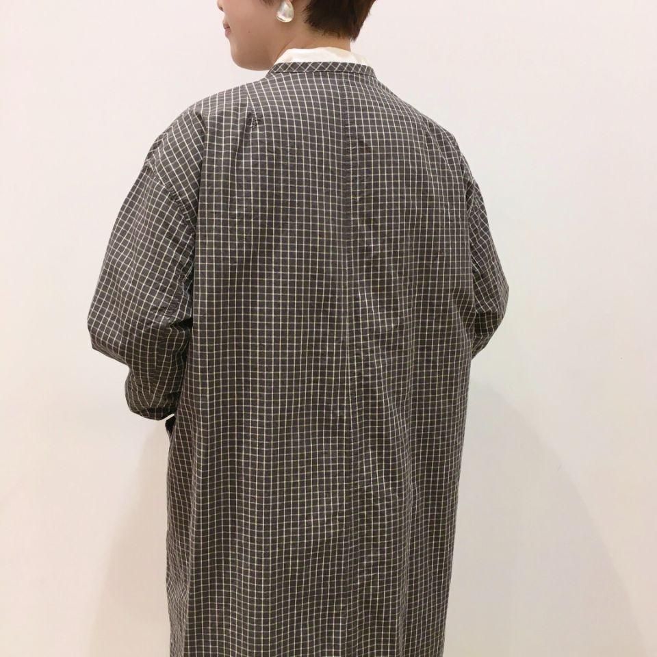 SARAHWEAR - Cotton/Linen Graph Check Double Pocket Coat(C60199)