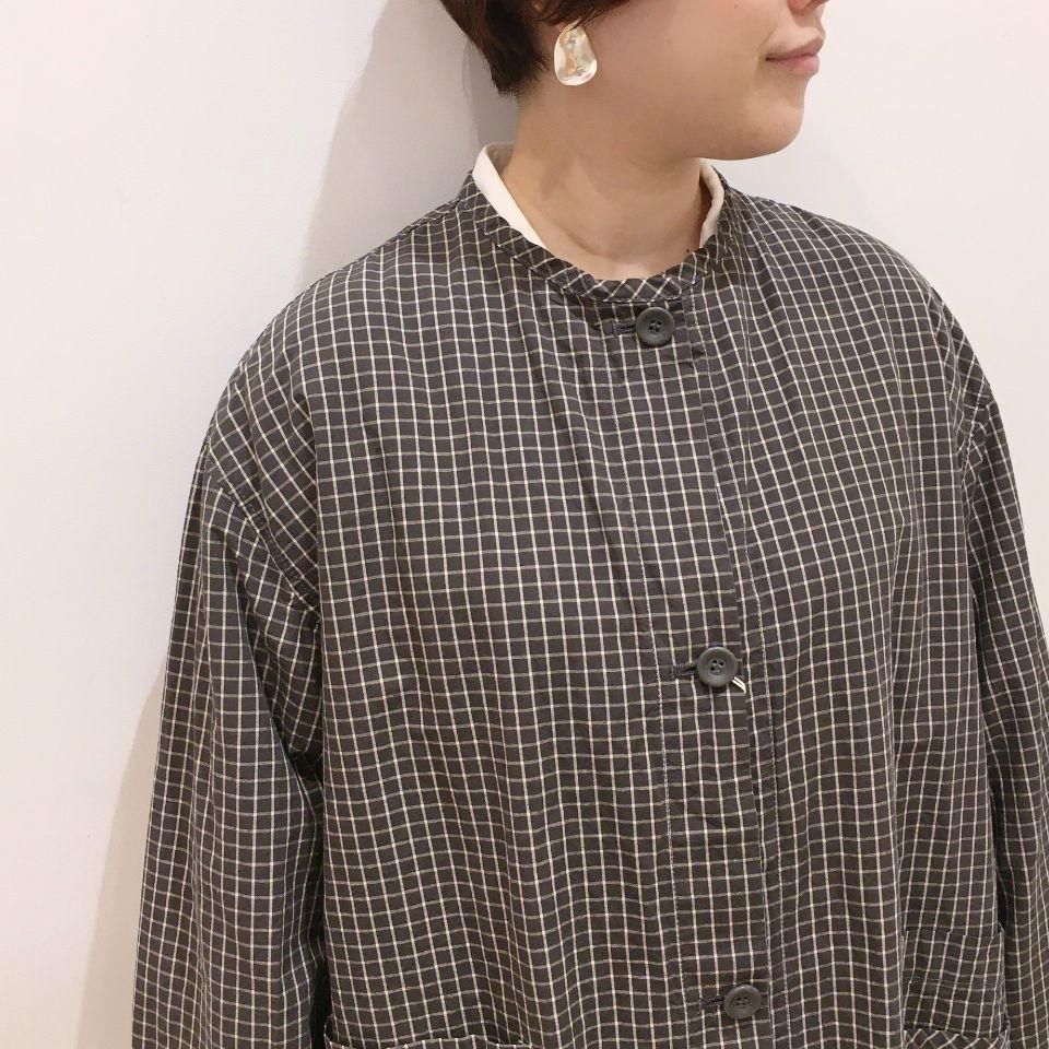 SARAHWEAR - Cotton/Linen Graph Check Double Pocket Coat(C60199)