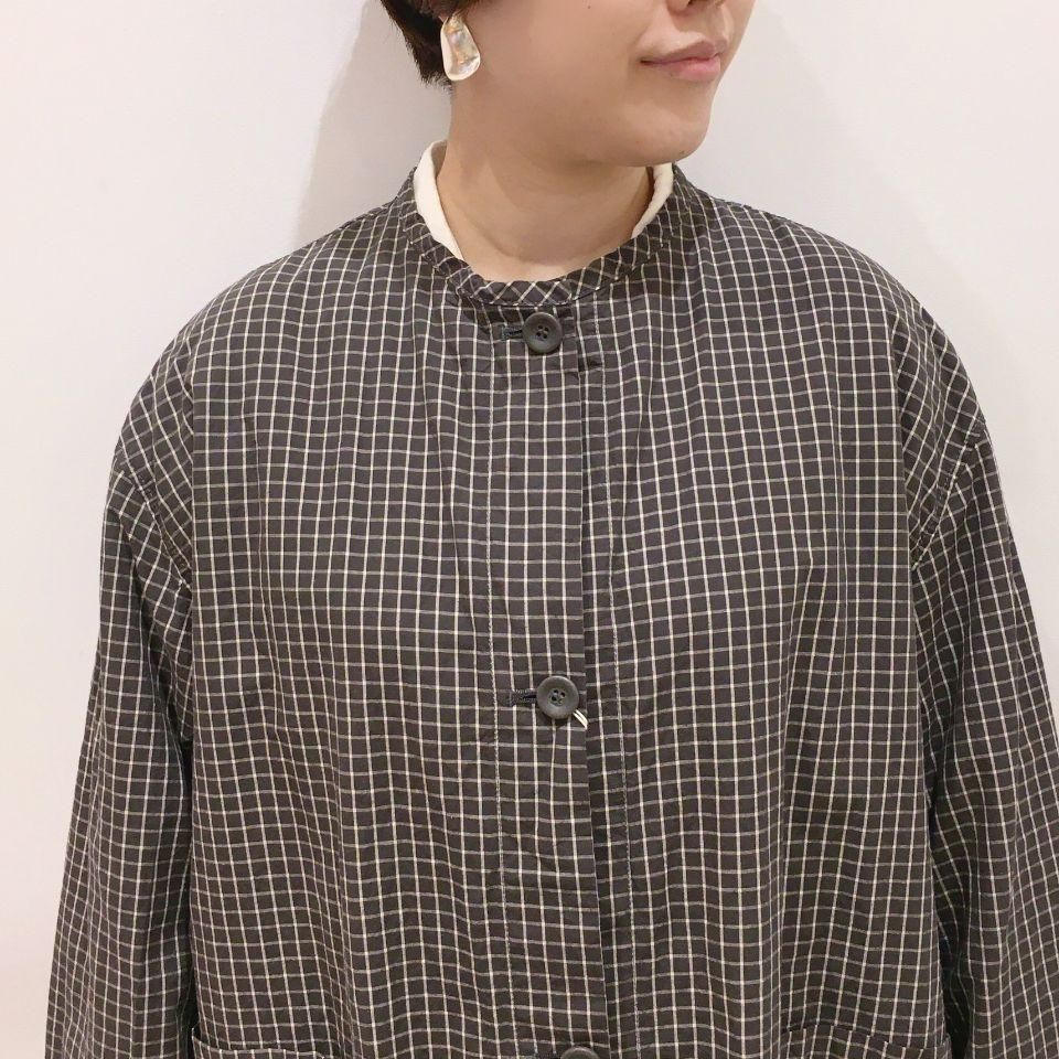 SARAHWEAR - Cotton/Linen Graph Check Double Pocket Coat(C60199)
