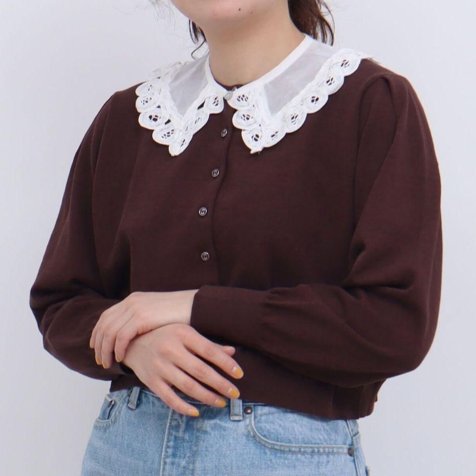 CHILD WOMENクルーネックショートカーディガン CHILD WOMAN - Cool Cotton クルーネックショートカーディガン