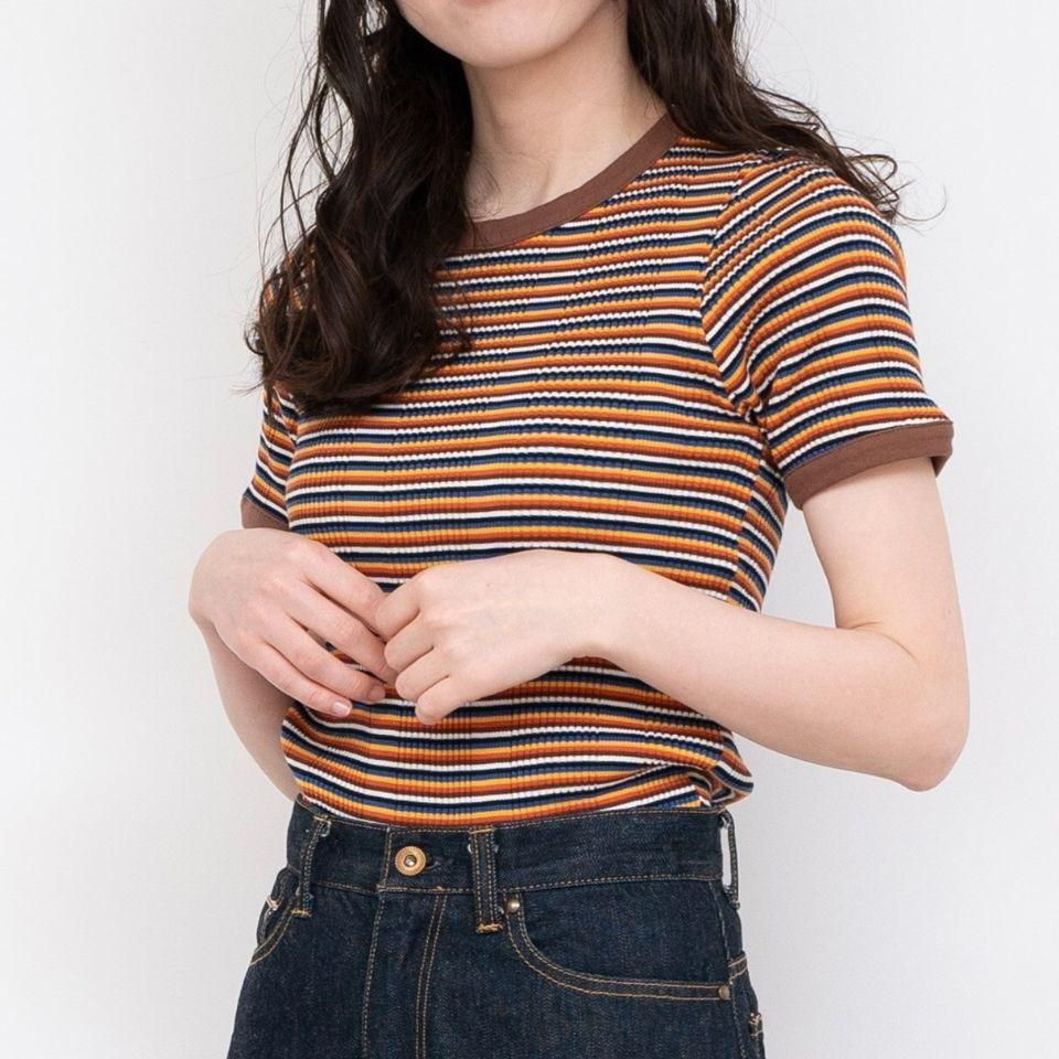 【最終値下】CHILD WOMAN ワンピース&半袖プルオーバーセット CHILD WOMAN - 変形テレコマルチボーダー半袖プルオーバー