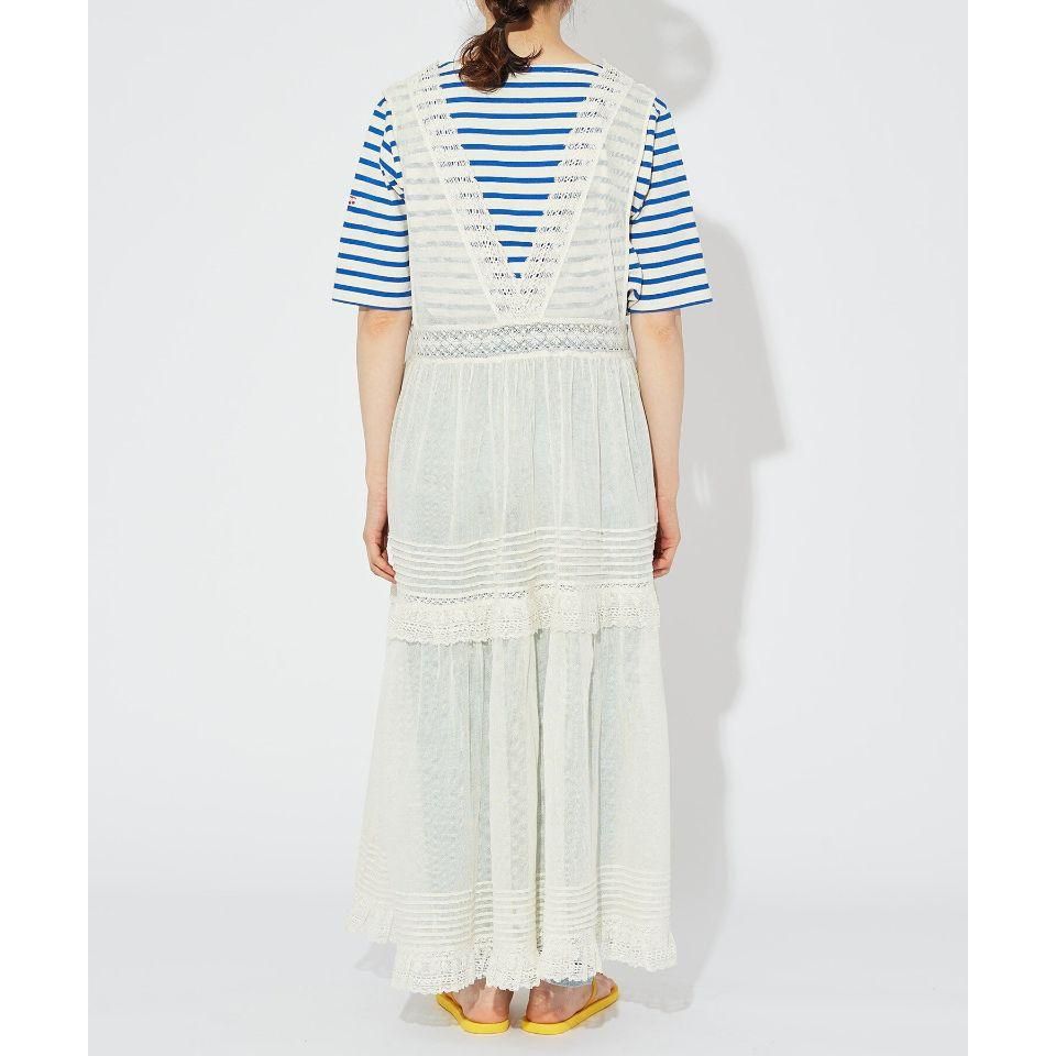 Dot＆Stripes CHILDWOMAN コットンメッシュ 刺繍 ワンピース