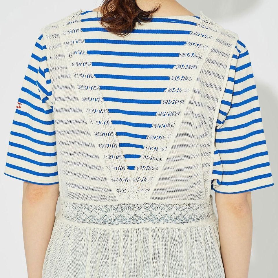Dot＆Stripes CHILDWOMAN コットンメッシュ 刺繍 ワンピース