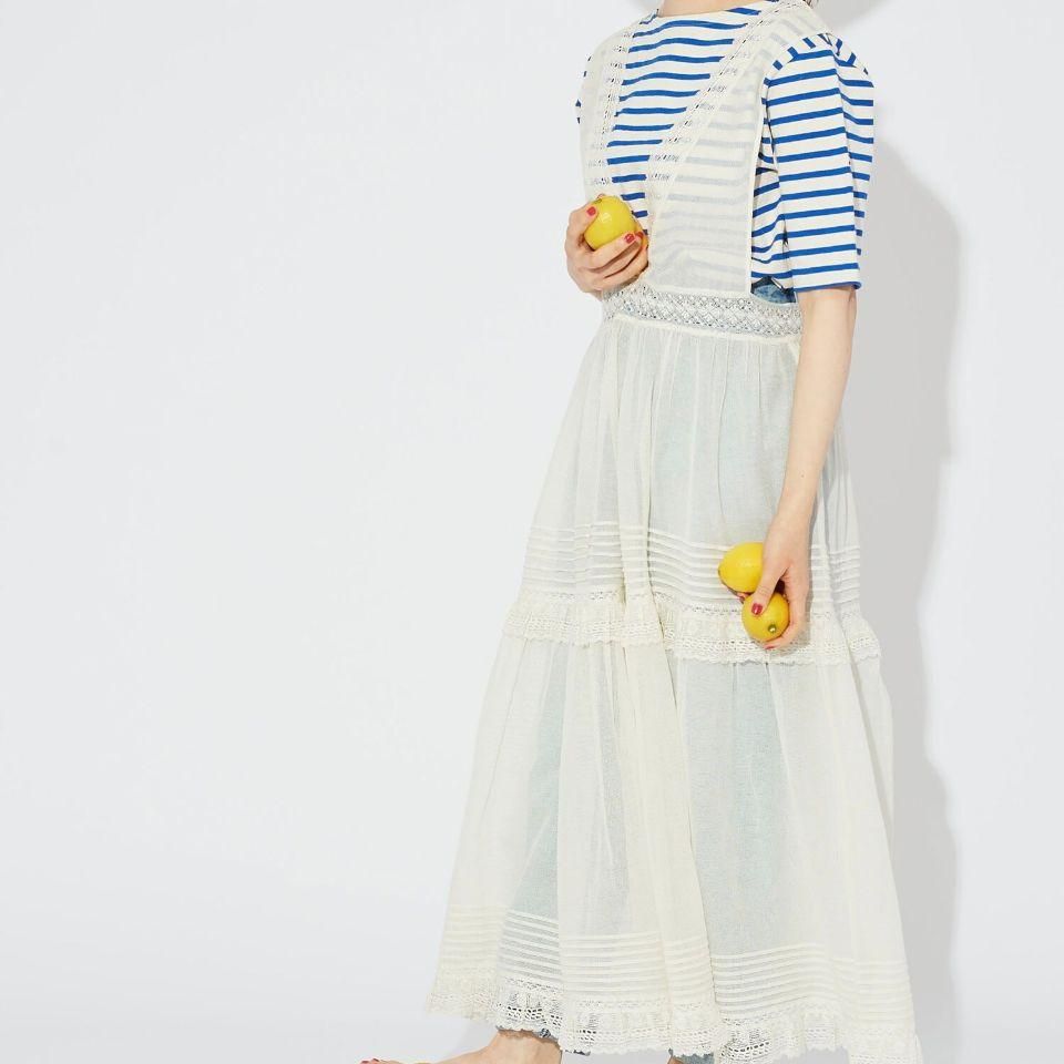 Dot＆Stripes CHILDWOMAN コットンメッシュ 刺繍 ワンピース