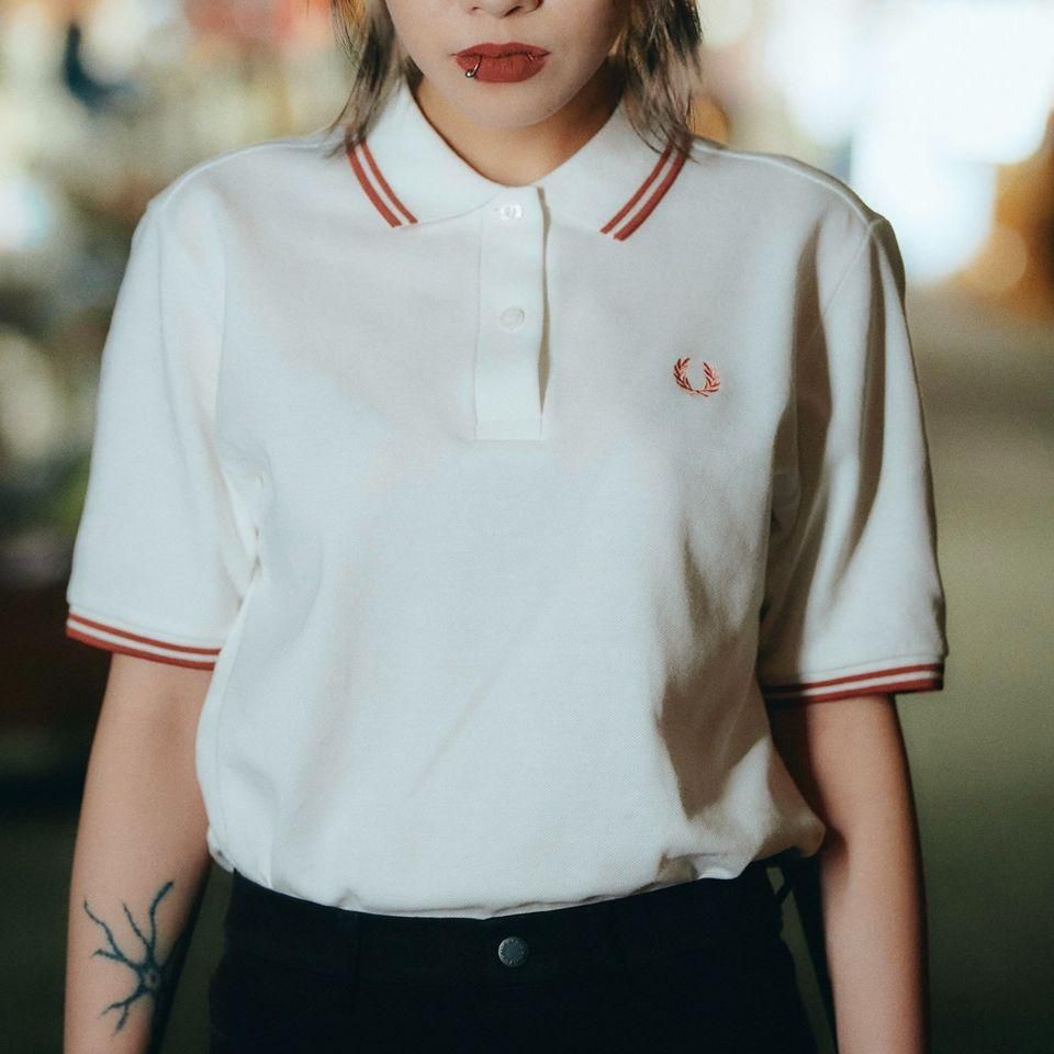 FRED PERRY ホワイト ブラウン G3600 FRED PERRY - The Fred Perry Shirt（G3600）正規取扱商品