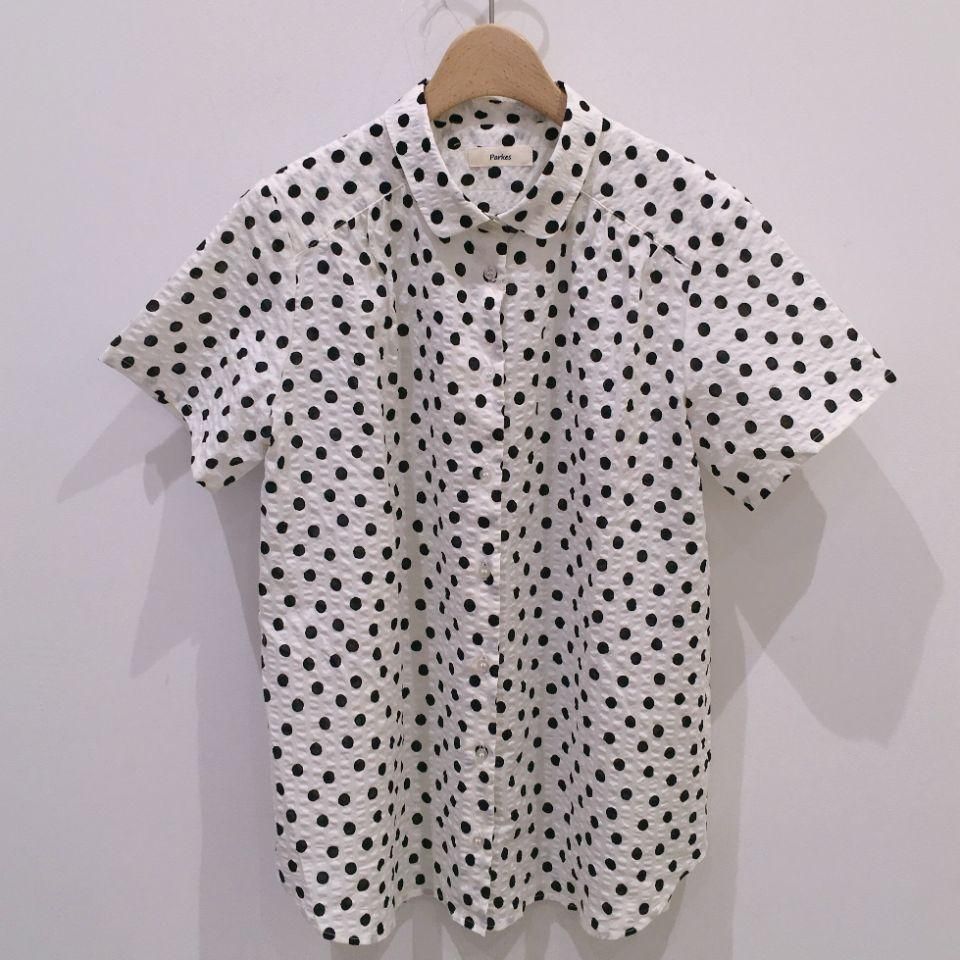 Parkes ドットプリント７分袖シャツ 楽天市場】【sold out】Parkes（パークス) ドットプリントシャツ