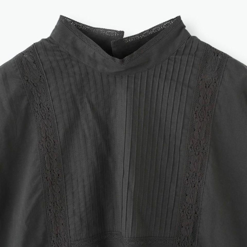 Pont de Chalons レースピンタックブラウス Pont de Chalons ポンデシャロン 無地×ドット レース ピンタック