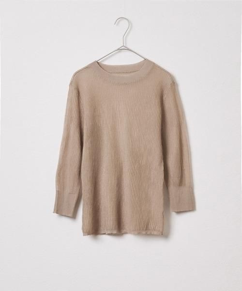 新品未使用！ウェーブネック袖シアーニット Audrey and John Wad - クルーネック7分袖シアーニット（L0754