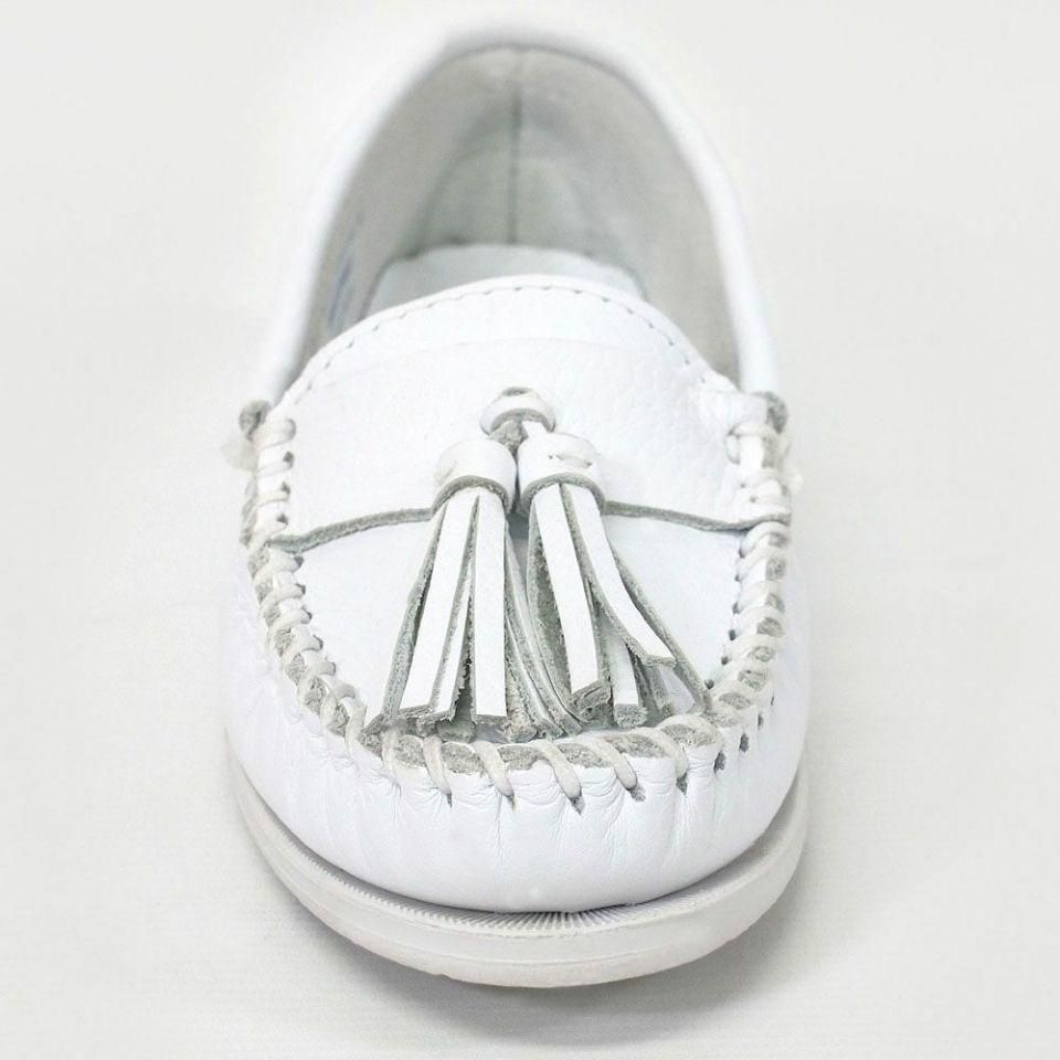 MINNETONKA - TASSEL BOAT MOC WHITE (204TJ)（正規取扱品