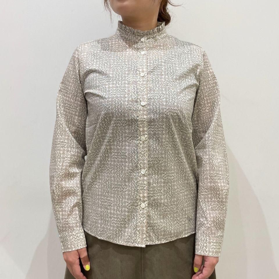 美品✨Parkes パークス リバティ タナローン 長袖 スタンドフリル襟 M 再入荷予定なし】Parkes リバティ スタンドフリルブラウス