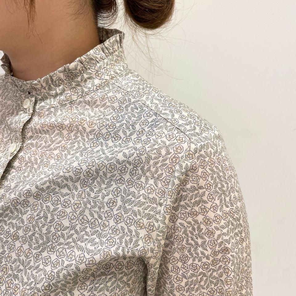 美品✨Parkes パークス リバティ タナローン 長袖 スタンドフリル襟 M Parkes - スタンドフリルブラウス（リバティコレクション