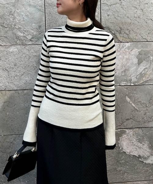 01903-3 Drawer タートルネックベルスリーブニットカシミヤ