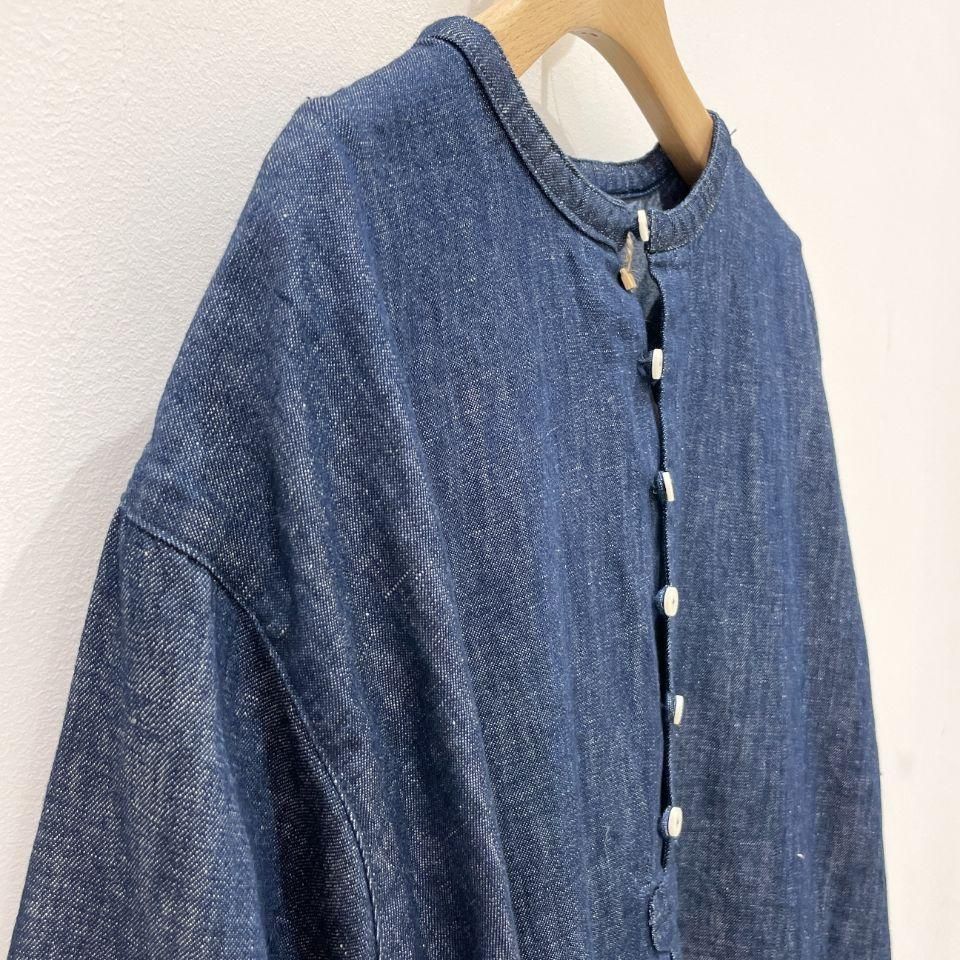 美品 デュアルヴュー コットン × リネン デニムワンピース 40 日本製 FURALI - コットンリネンデニムワンピース（21OP004B) - Sheth