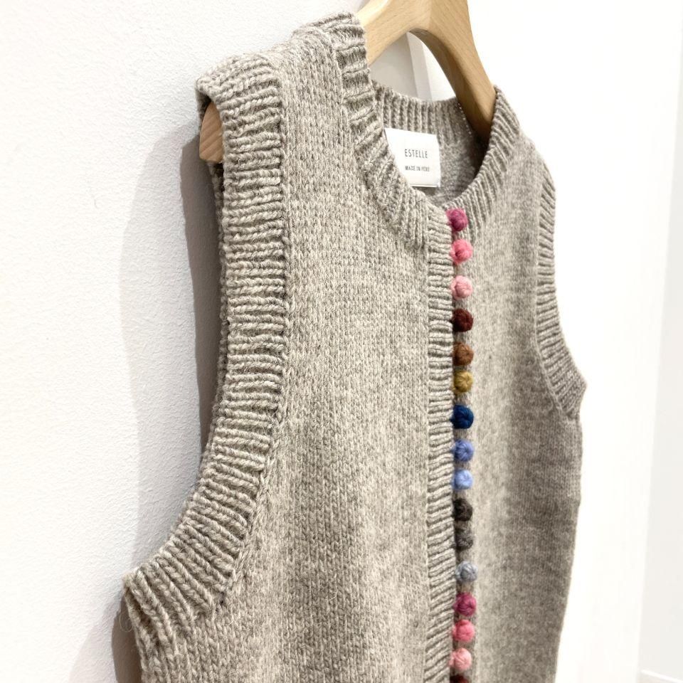 PAPER KNIT MULTIボタンCHIBIベスト wb-341 Vネックデザインカラフルなボタン ニットベストトップス