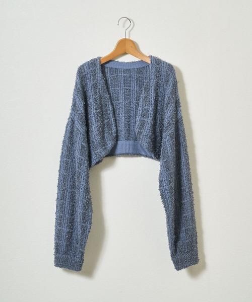 ヒールクリーク　ニット　ブルゾン　ボレロ　ショート丈　新品タグ付き Audrey and John Wad - ツイードチェック柄ニットボレロ（L1720