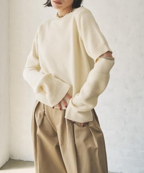 Audrey and John Wad - 5分袖ニットプルオーバー+アームウォーマー
