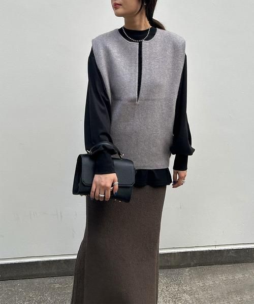 Audrey and John Wad - ラクーン混キーネックニットベスト（L1706