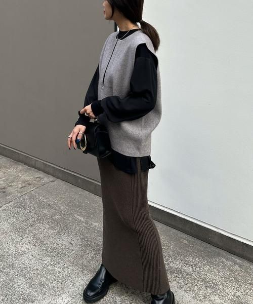 Audrey and John Wad - ラクーン混キーネックニットベスト（L1706