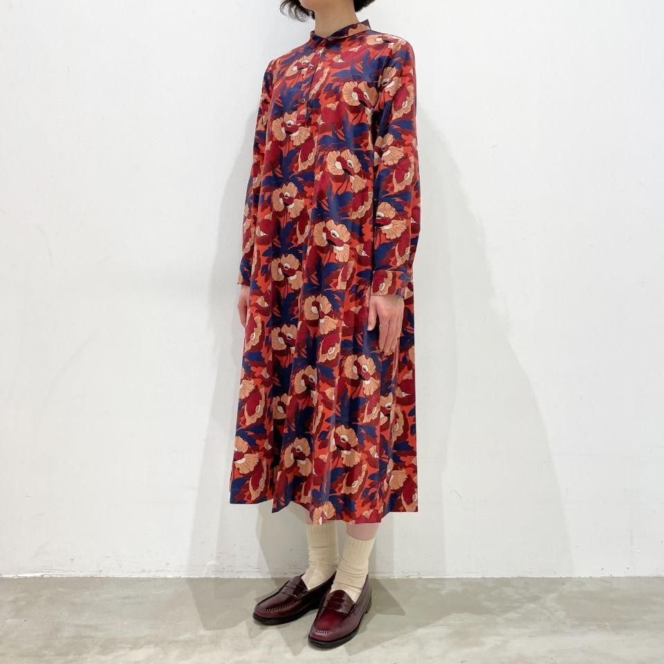 Parkes - 細コーデュロイ リバティプリントのワンピース(リバティコレクション)