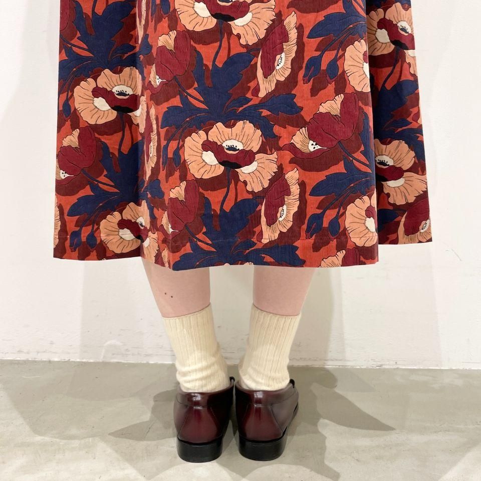 Parkes - 細コーデュロイ リバティプリントのワンピース(リバティコレクション)