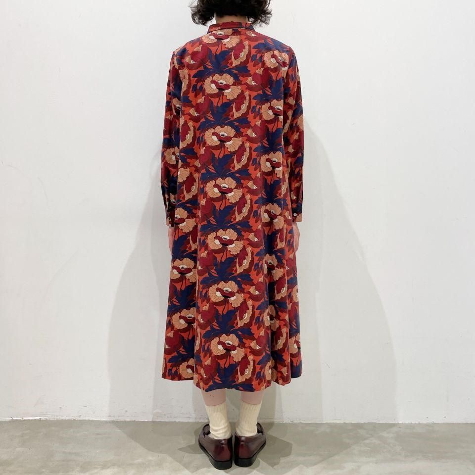 Parkes - 細コーデュロイ リバティプリントのワンピース(リバティコレクション)