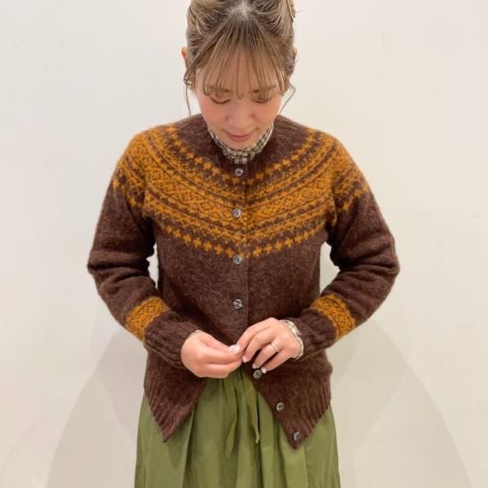 Harley of Scotland - SHAGGY FAIRISLE CREWNECK CARDIGANL3170-3HB谷