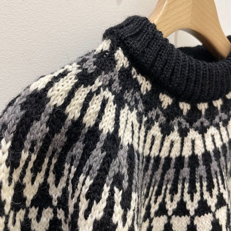 GUERNSEY WOOLLENS◇セーター(厚手)/FREE/ウール/ホワイト/総柄