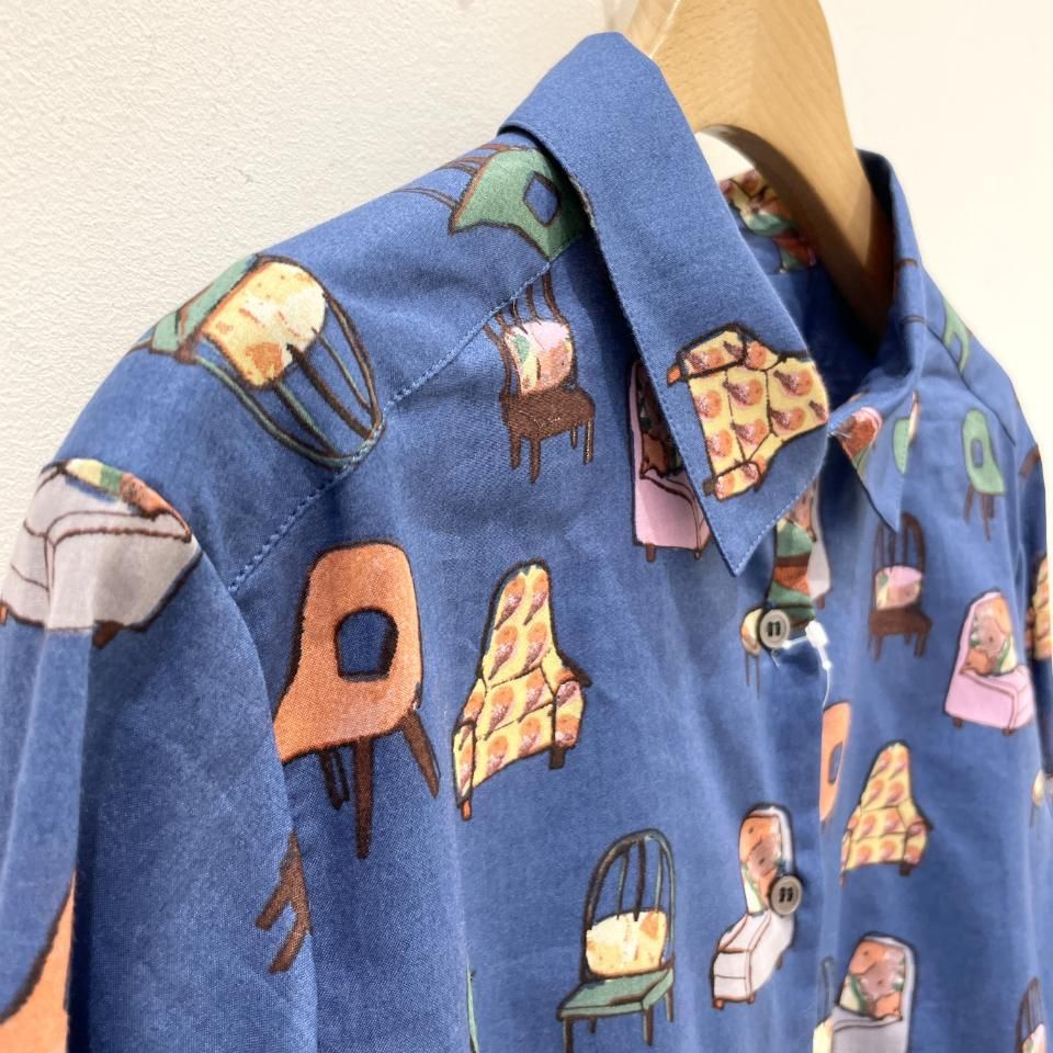 パークス コットン60ローンネコ柄半袖シャツ PH2322527-1 シャツ