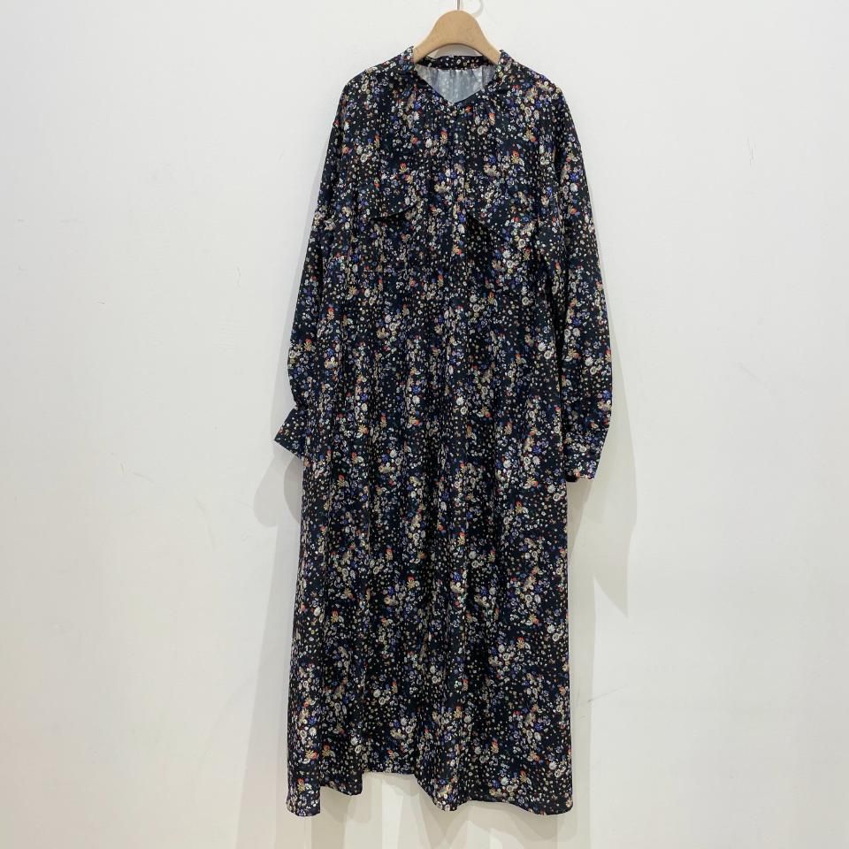 lelill シャツワンピース lelill レリル 日本製 ボタニカルデシンシャツワンピース