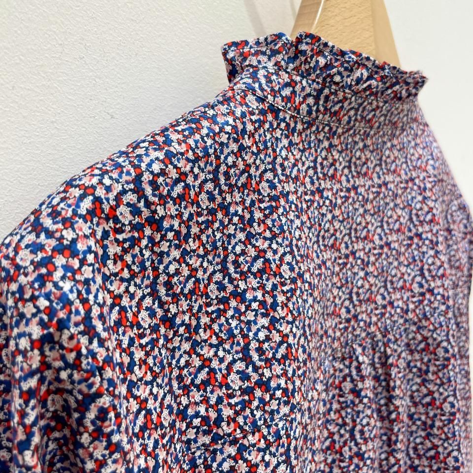 美品✨Parkes パークス リバティ タナローン 長袖 スタンドフリル襟 M 再入荷予定なし】Parkes リバティ スタンドフリルブラウス