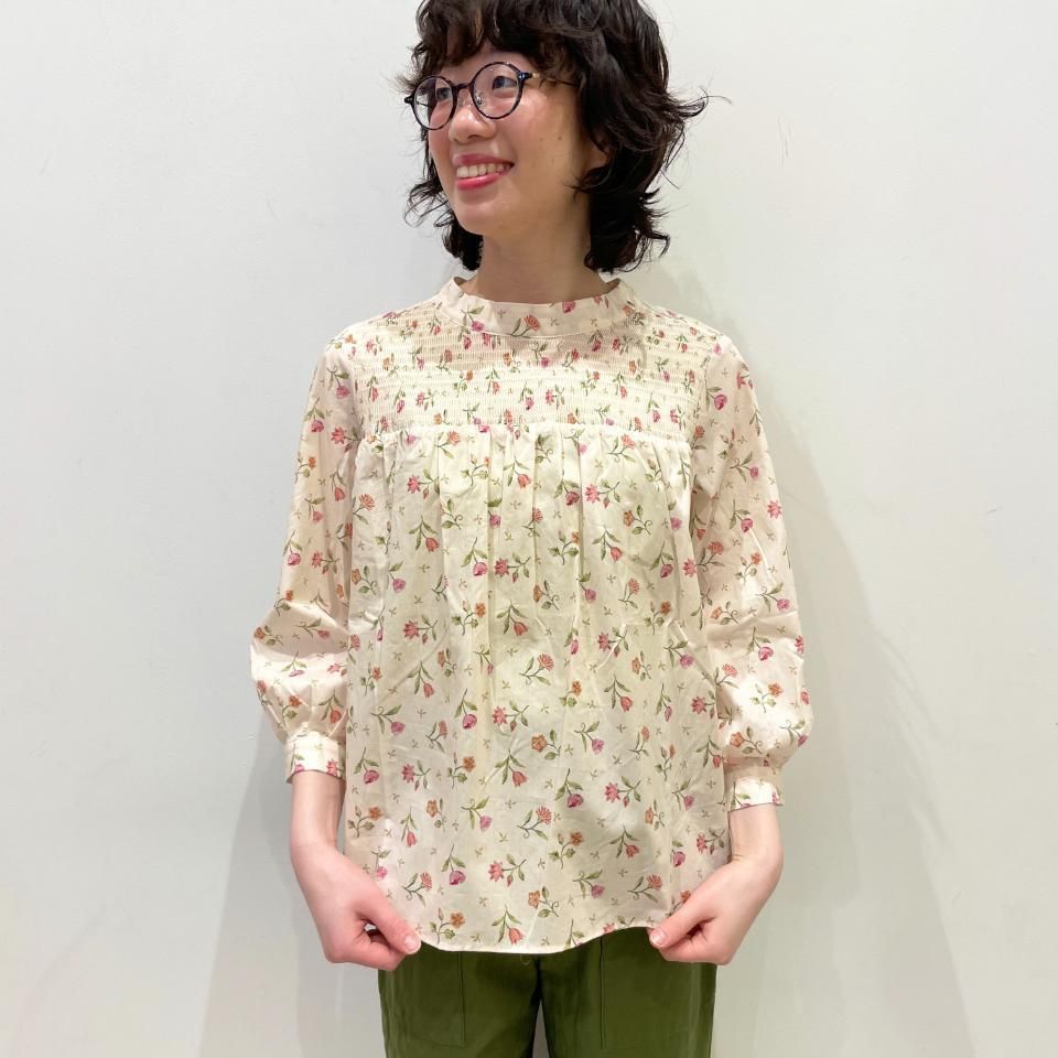 sosotto - 胸シャーリング 7分袖ブラウス【リバティ