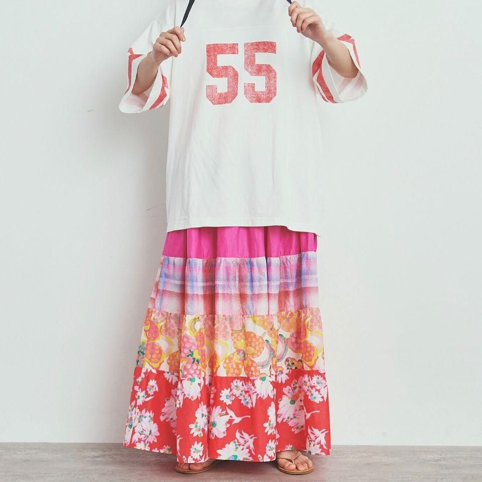 CHILD WOMAN - <Dot and Stripes> リバティ パッチワーク6段 CHILD WOMAN - <Dot and Stripes> リバティ パッチワーク6段