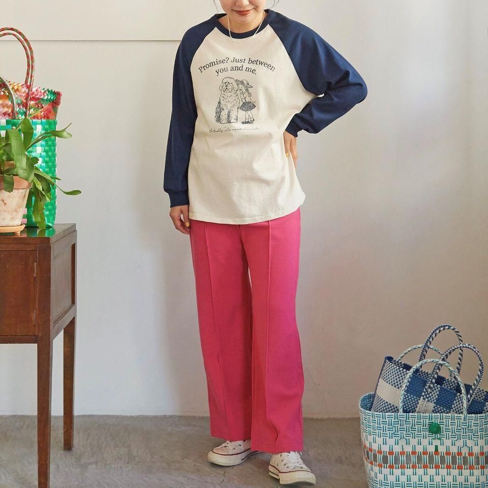 CHILD WOMAN - 「大型犬と子供」ラグラン袖Tシャツ